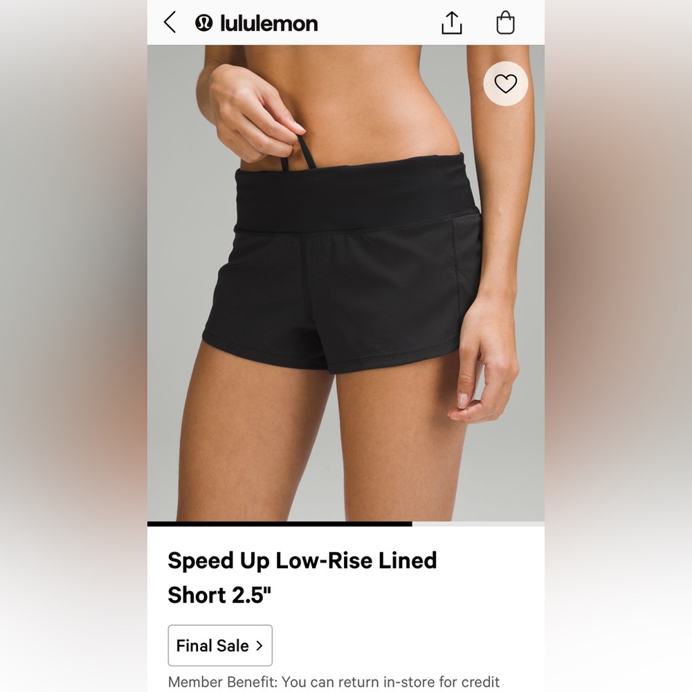LULULEMON SPEED UP SHORT MIDRISE. Size 2